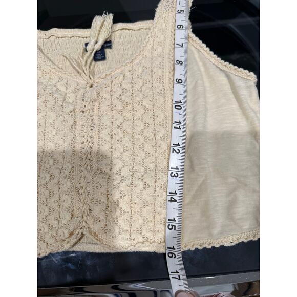 American Eagle Cropped Crochet Tank Top Boho Size Small Chic Cream - Picture 5 of 8